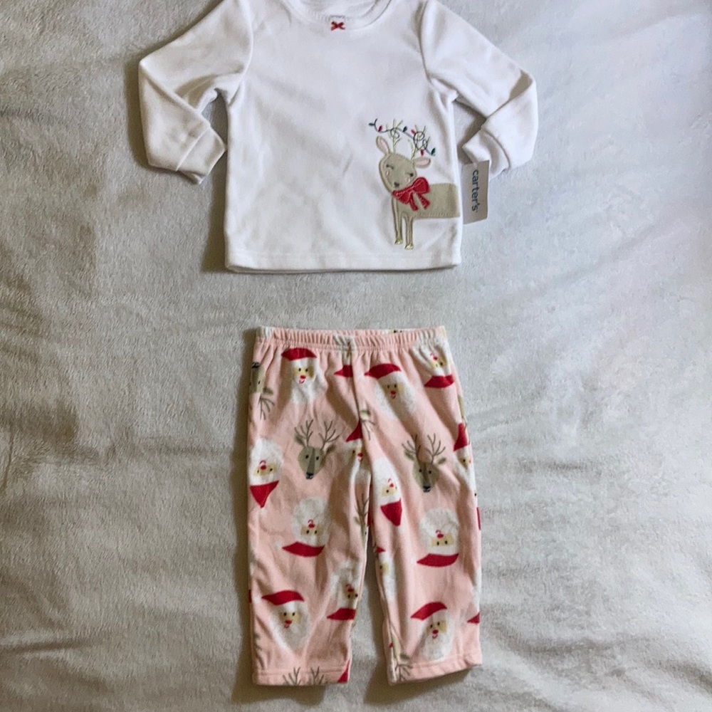 18m Fleece Christmas Outfit Set NEW Carter’s Santa & Reindeer